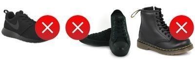 Image of footwear that does not meet school expectations