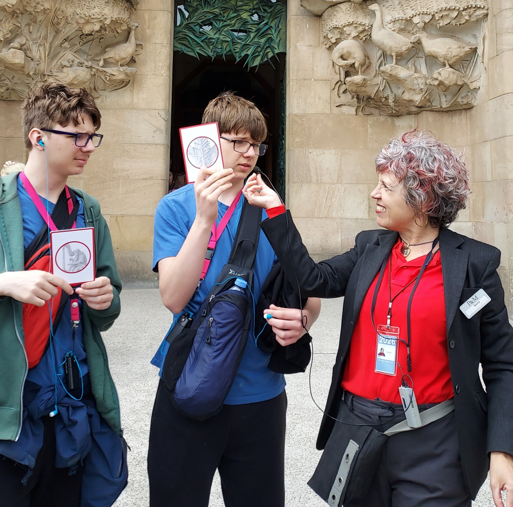Tour guide with Tibshelf students