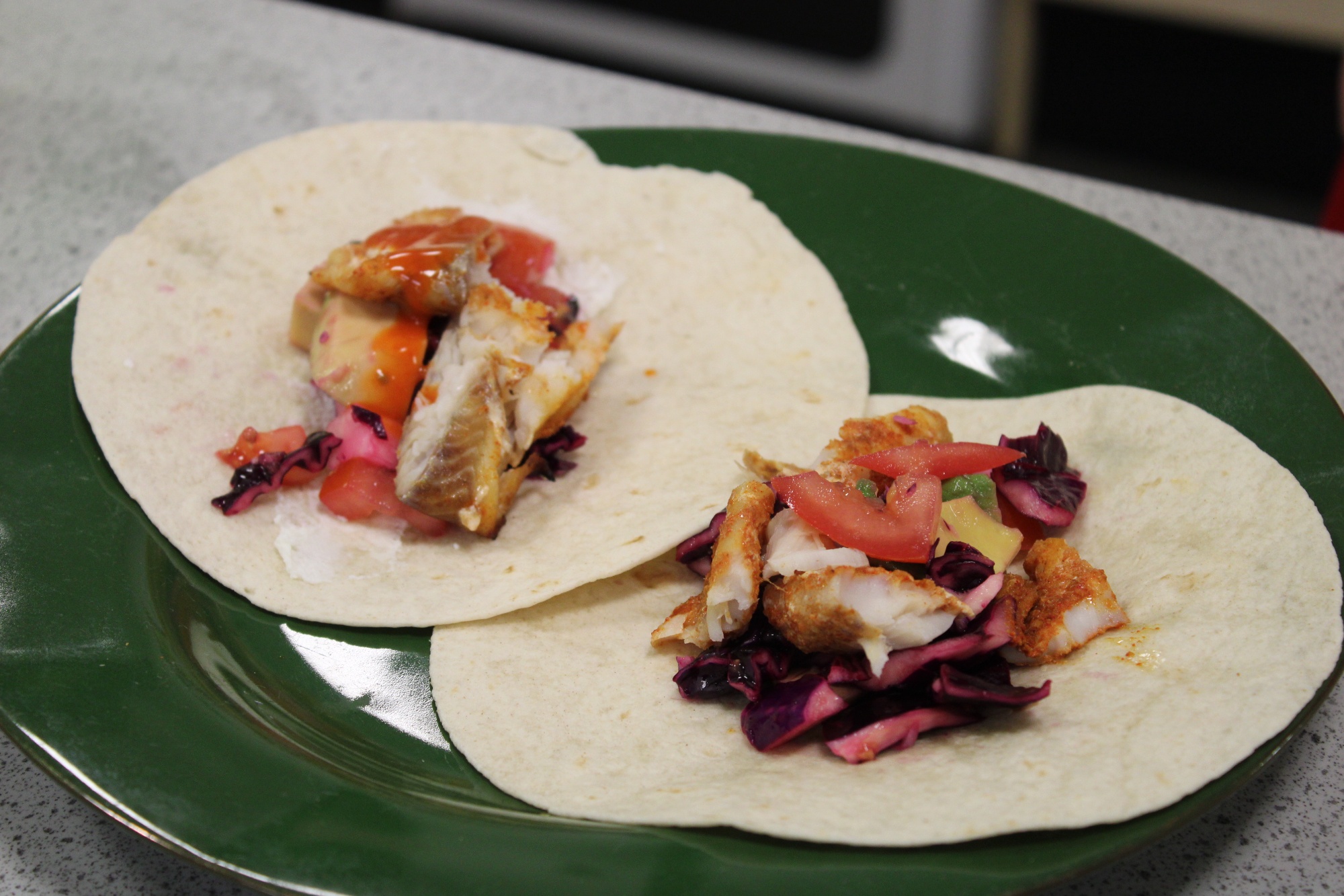 Image of chicken wraps made in a food lesson.