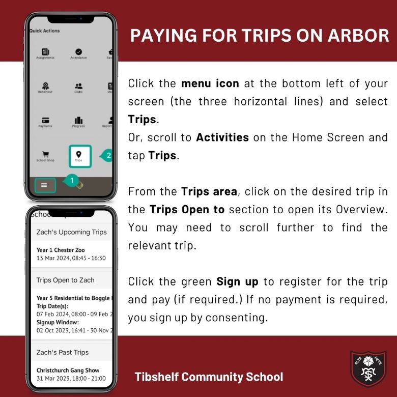 A graphic on using Arbor to pay for trips.