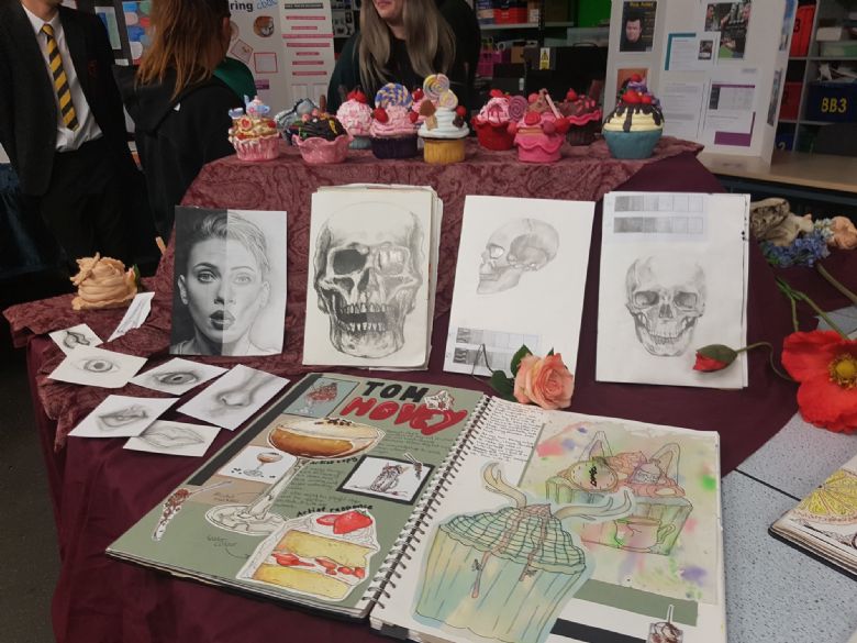 An art display area from the Year 5 & 6 Open Evening.