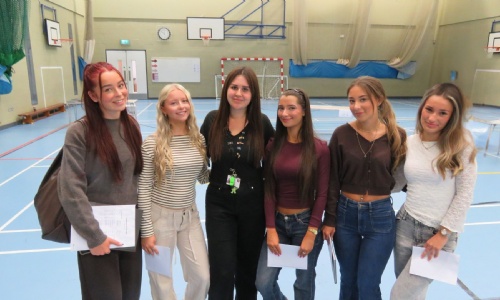 Year 11 Pupils with their Head of Year on GCSE Results Day.