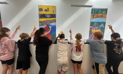 Some students taking part in a science experiment.